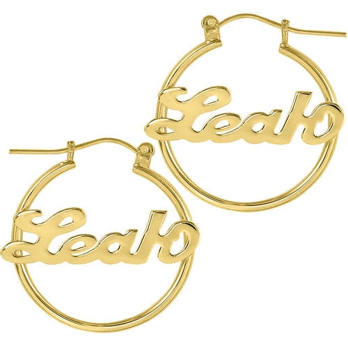 925/10K Hoop Name Earring Style