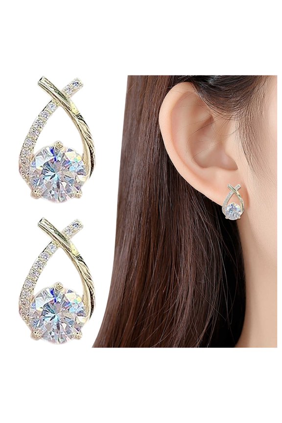 925 Ailver Pin Micro-Inlaid Zircon Personality Cross Stud Super Sparkling Zircon Earrings For Womens