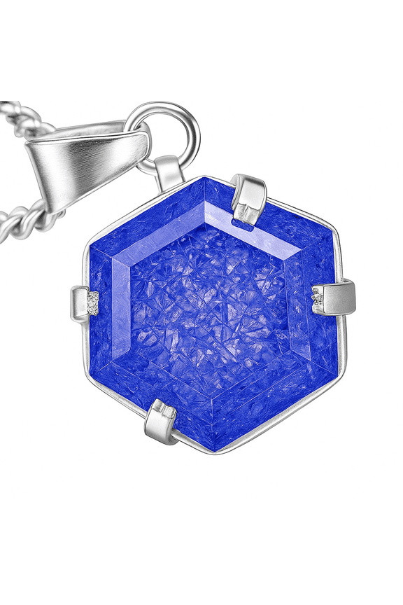 925 CERTIFIED Sterling Silver Pendant 32 Ct Natural Purple Tanzanite Fancy Cut