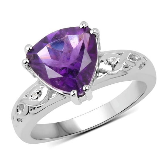 925 Carat Sterling Silver Ring, Purple - Size 6