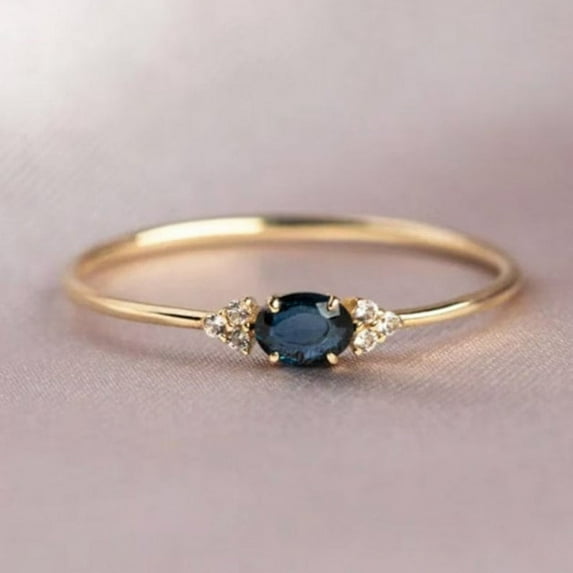925 Delicate Blue Sapphire Ring, Sapphire Engagement Ring, Genuine Sapphire Ring, Minimalist Jewelry, Birthstone Ring Gift for Her