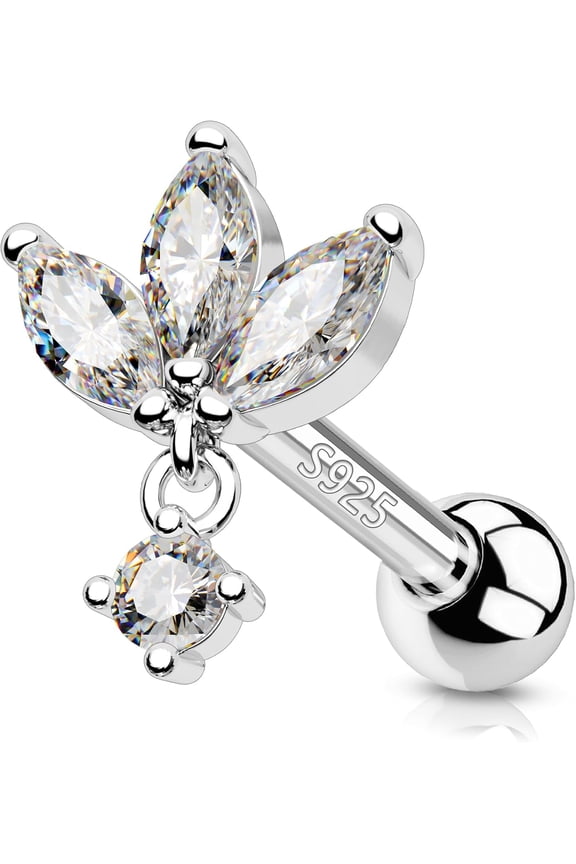 925 Genuine Sterling Silver Helix Earrings 18g Dangle Cartilage Earrings Tragus Stud Forward Helix Conch Piercing Jewelry for Women[o416]