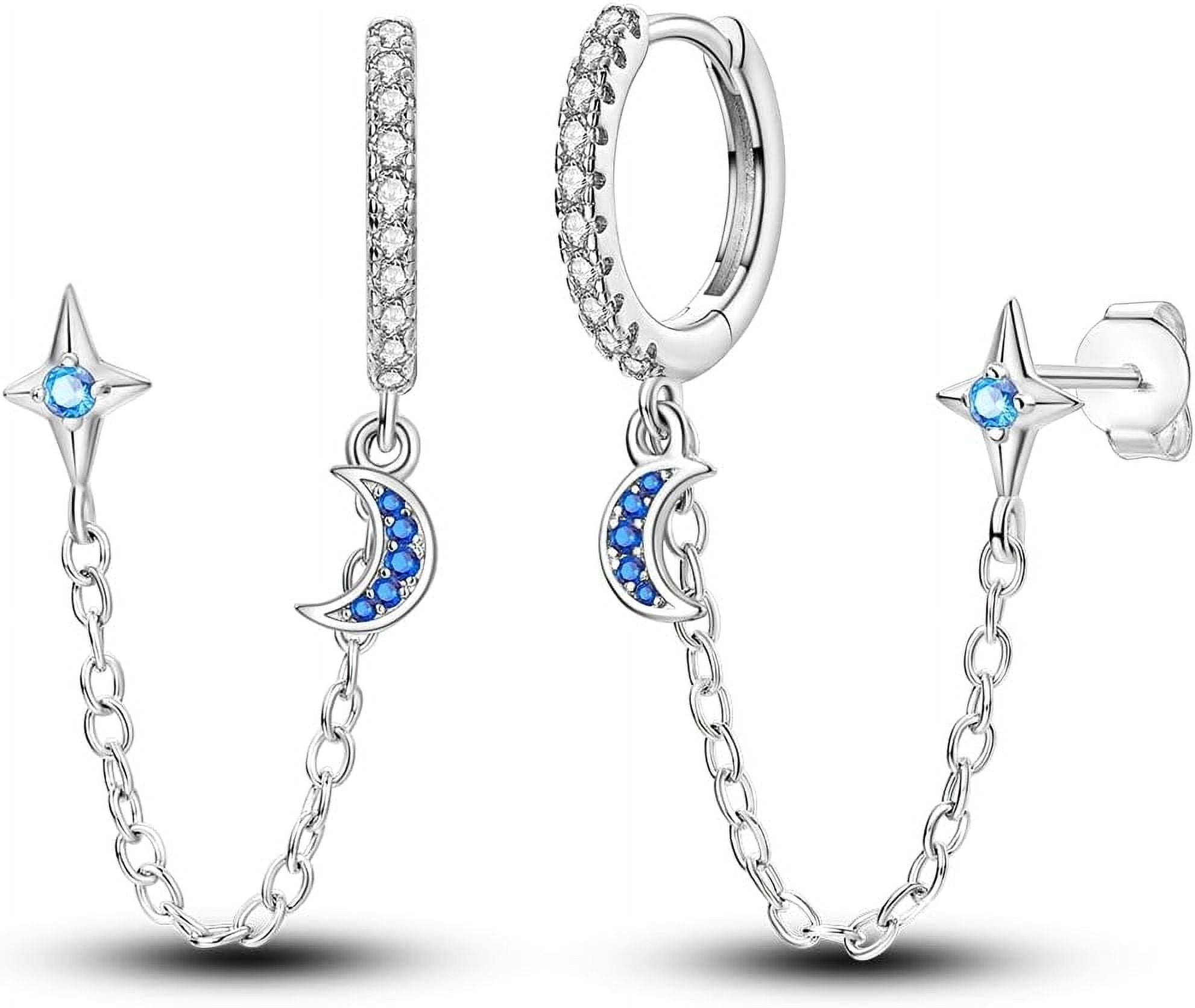 925 Genuine Sterling Silver Post Stud Earring Dangle CZ Flat Back Earrings for Women Cubic Zirconia Cartilage Gentle On Skin Cute Compact Helix Piercing Earrings Jewelry[g398]