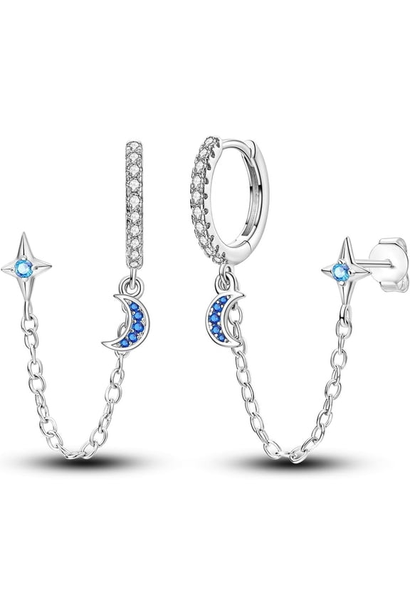 925 Genuine Sterling Silver Post Stud Earring Dangle CZ Flat Back Earrings for Women Cubic Zirconia Cartilage Gentle On Skin Cute Compact Helix Piercing Earrings Jewelry[g398]