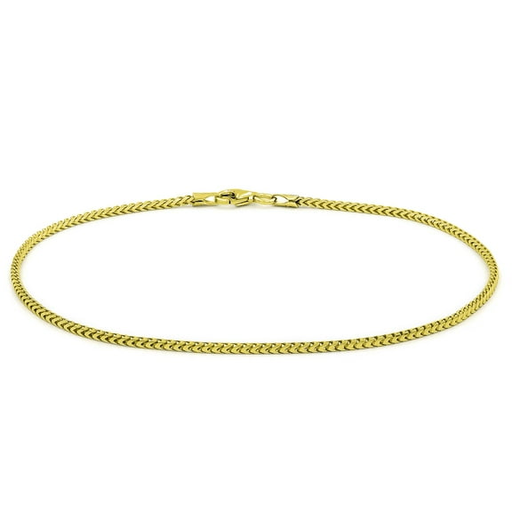 925 Italian Sterling Silver 1.5mm Solid Franco Bracelet, FREE Microfiber Cloth, Yellow Gold Plated Square Box Chain, Giorgio Bergamo 7