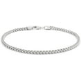 thumbnail image 1 of 925 Italian Sterling Silver 2.5mm Solid Franco Anklet, FREE Microfiber Cloth, Rhodium Plated Square Box Link Chain, Giorgio Bergamo, 1 of 7