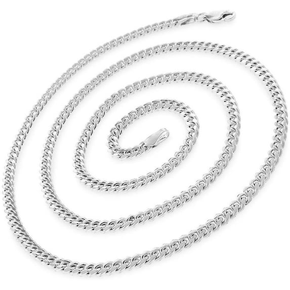 925 Italian Sterling Silver 3.5mm Miami Cuban, FREE Microfiber Cloth, ITProLux Solid Bombe Curb Link Chain Mens Womens Necklace, Giorgio Bergamo