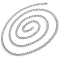 thumbnail image 1 of 925 Italian Sterling Silver 3.5mm Miami Cuban, FREE Microfiber Cloth, Solid Bombe Curb Link Rhodium Chain Mens Womens Necklace, Giorgio Bergamo, 1 of 7