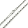 thumbnail image 1 of 925 Italian Sterling Silver 3mm Solid Rope Diamond Cut Chain, FREE Microfiber Cloth, Rhodium Link Mens Womens Necklace, Giorgio Bergamo, 1 of 7