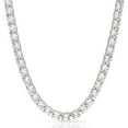 thumbnail image 1 of 925 Italian Sterling Silver 3mm Tennis Necklace, Iced Out Round Cut CZ Cubic Zirconia Rhodium Plated Link Chain, Giorgio Bergamo 20, 1 of 8