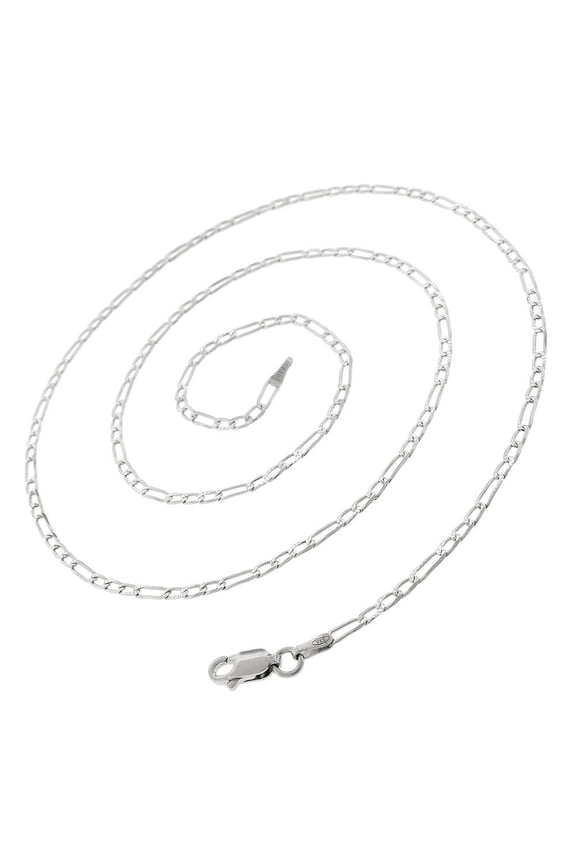 925 Italian Sterling Silver 4mm Solid Figaro Diamond Cut Chain, FREE Microfiber Cloth, ITProLux Pave Link Necklace, Giorgio Bergamo