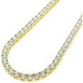 thumbnail image 1 of 925 Italian Sterling Silver 4mm Tennis Necklace, Iced Out Round Cut CZ Cubic Zirconia Yellow Gold Plated Link Chain, Giorgio Bergamo 24, 1 of 6