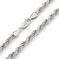 thumbnail image 1 of 925 Italian Sterling Silver 5mm Solid Rope Diamond Cut Chain, FREE Microfiber Cloth, Rhodium Link Mens Womens Necklace, Giorgio Bergamo, 1 of 7