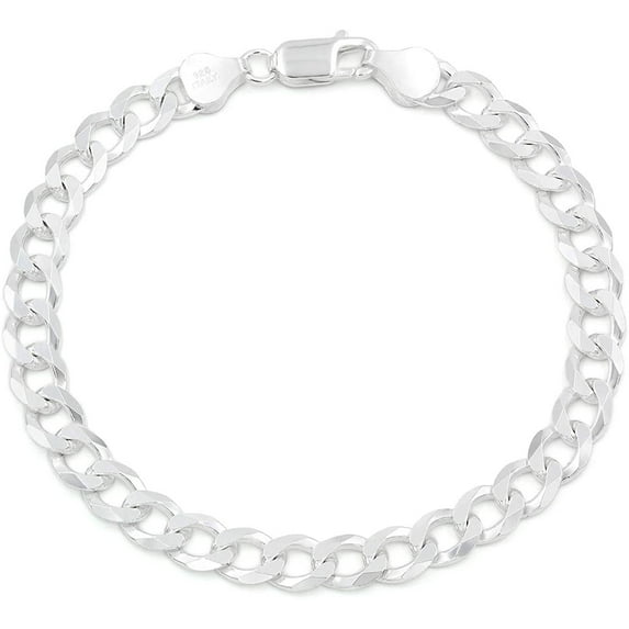 925 Italian Sterling Silver 6.5mm Solid Cuban Bracelet, FREE Microfiber Cloth, ITProLux Curb Link Chain 8" - 9", Giorgio Bergamo
