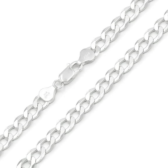 925 Italian Sterling Silver 6.5mm Solid Cuban Chain, FREE Microfiber Cloth, ITProLux Curb Link Mens Womens Necklace, Giorgio Bergamo