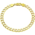 thumbnail image 1 of 925 Italian Sterling Silver 6.5mm Solid Cuban Diamond Cut Bracelet, FREE Microfiber Cloth, ITProLux Yellow Gold Plated Pave Curb Link Chain, Giorgio Bergamo, 1 of 6