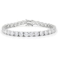 thumbnail image 1 of 925 Italian Sterling Silver 6mm Tennis Bracelet, Iced Out Round Cut CZ Cubic Zirconia Rhodium Plated Link Chain, Giorgio Bergamo 6.5, 1 of 5