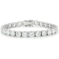 925 Italian Sterling Silver 7mm Tennis Bracelet, Iced Out Round Cut CZ Cubic Zirconia Rhodium Plated Link Chain, Giorgio Bergamo 8