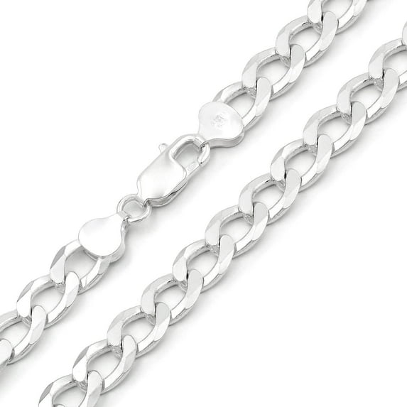 925 Italian Sterling Silver 8.5mm Solid Cuban Chain, FREE Microfiber Cloth, ITProLux Curb Link Mens Womens Necklace, Giorgio Bergamo