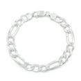 thumbnail image 1 of 925 Italian Sterling Silver 8.5mm Solid Figaro Bracelet, FREE Microfiber Cloth, ITProLux Link Chain, Giorgio Bergamo, 1 of 6