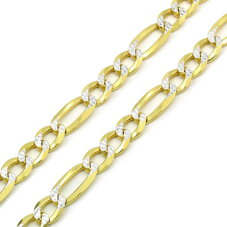925 Italian Sterling Silver Solid Figaro Diamond Cut Chain