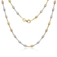 thumbnail image 1 of 925 Italian Sterling Silver Tri-Color Diamond-Cut Oval Moon-Bead Chain Necklace, 1 of 5
