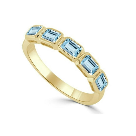 925 Lab Aquamarine wedding band Ring,Lab Aquamarine Wedding Band,Five Stone Yellow Gold Dainty Matching Bridal Ring,Promise Anniversary band