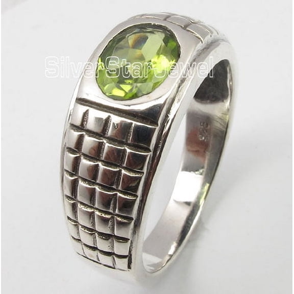 .925 Pure Silver Cut Peridot Cast Extra Ordinary Ring Size 5 Handwork