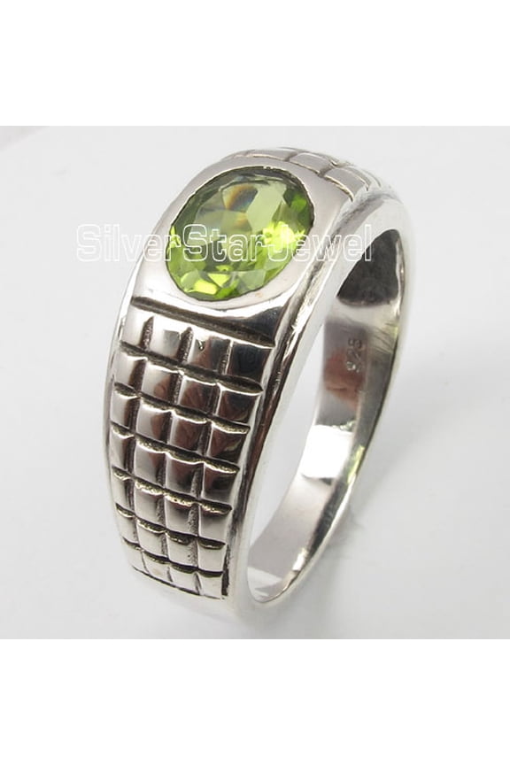 .925 Pure Silver Cut Peridot Cast Extra Ordinary Ring Size 6.5 Handwork