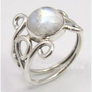 SILVERSTARJEWEL 925 Pure Silver Exclusive Rainbow Moonstone Gem Urban Style Ring Size 5