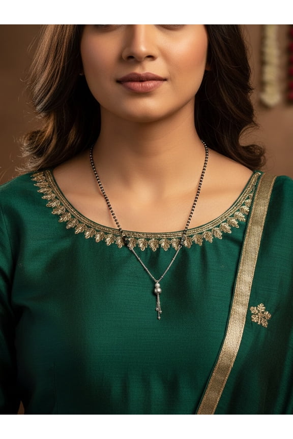 925 Pure Silver Modern Drop Mangalsutra
