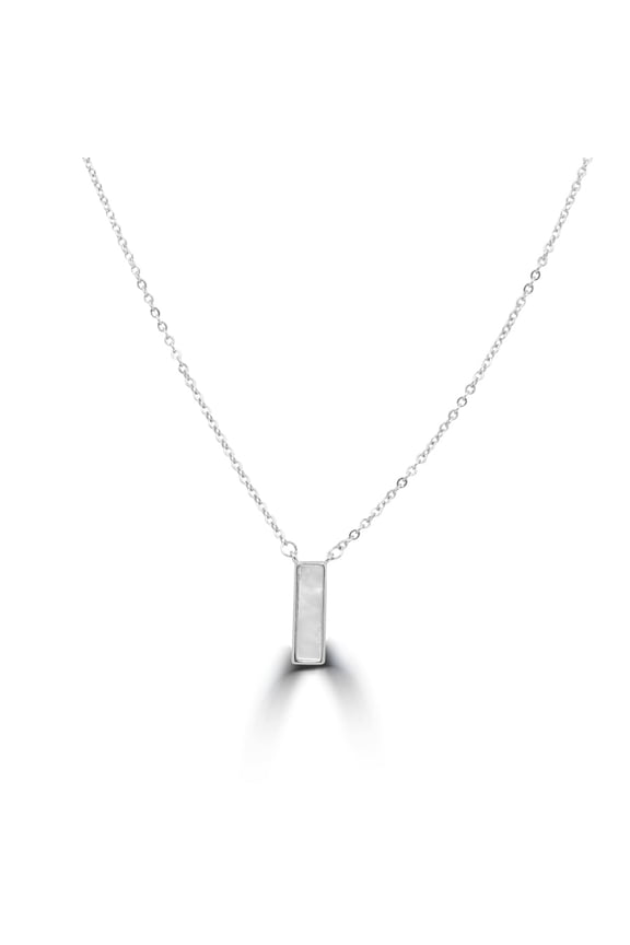 925 Pure Silver Mother of Pearl Vertical Bar Pendant Necklace