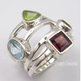 thumbnail image 1 of 925 Pure Silver Natural Multistone Multicolored Urban Style Ring Size 5.5 Gift, 1 of 3