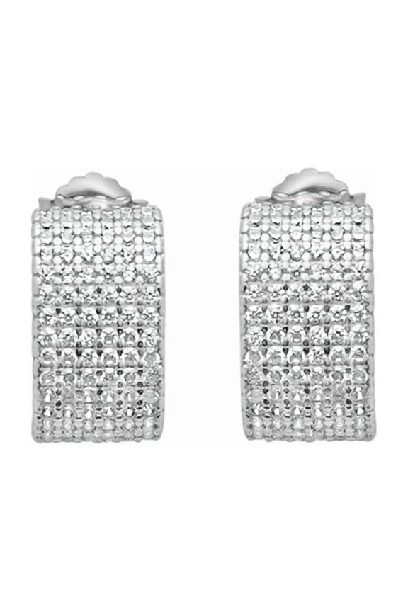925 Pure Silver Pave Set Curve Earrings for Women