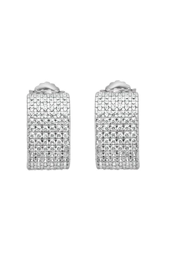 925 Pure Silver Pav-Set Shimmering Curve Earrings