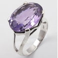 thumbnail image 1 of 925 Pure Silver Purple Amethyst Big Stone Claw Setting Ring Size 5, 1 of 3