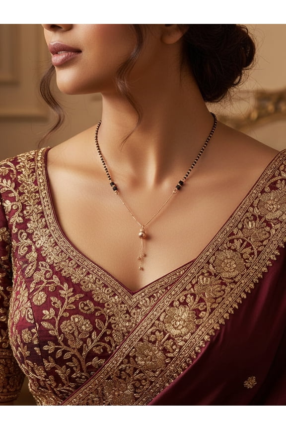 925 Pure Silver Rose Gold Modern Tassel Mangalsutra