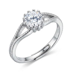 925 Pure Silver Round Crown-Set Rope Ring