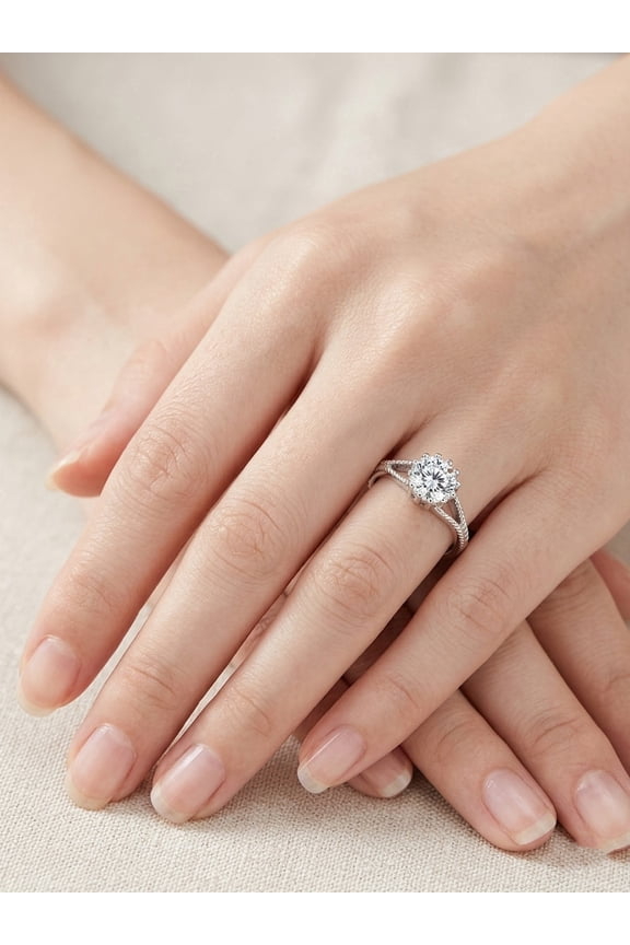925 Pure Silver Round Crown-Set Rope Ring