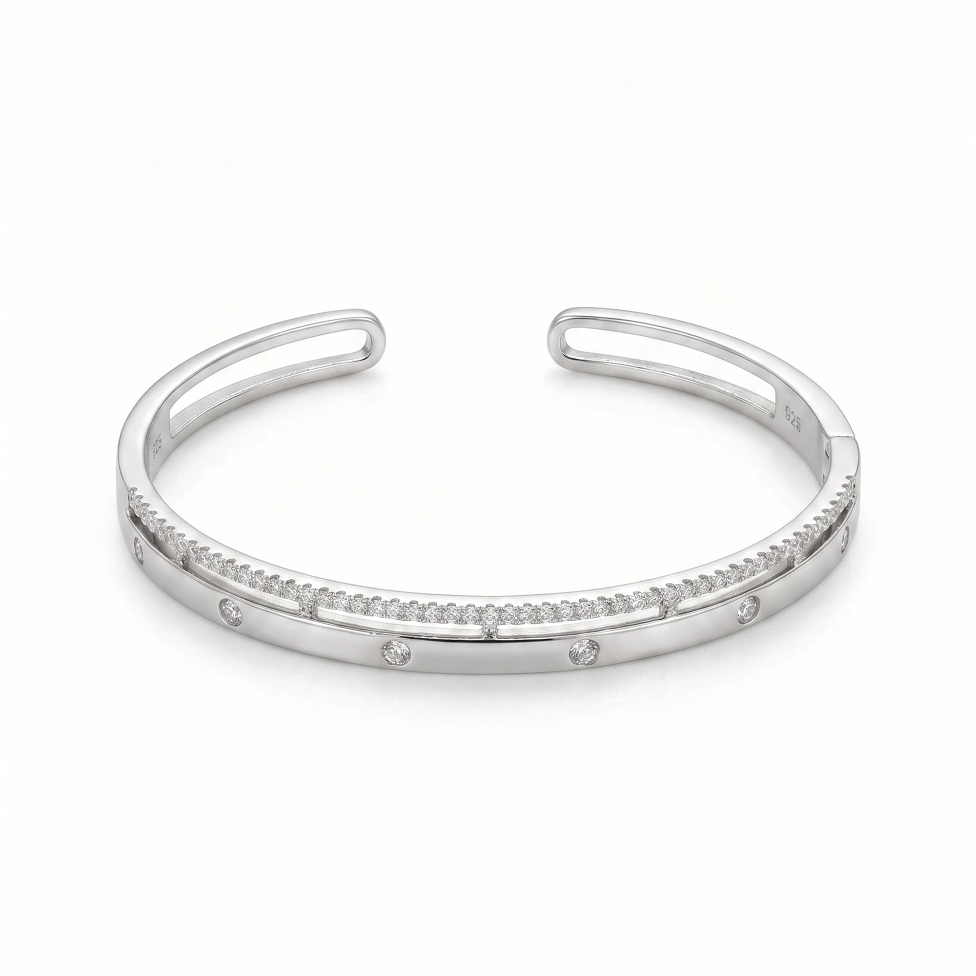 Silver Screw Motif Bangle Bracelet w/ crystal accents Marty Bentley | Vintage Town and Country Substantial  main image 2