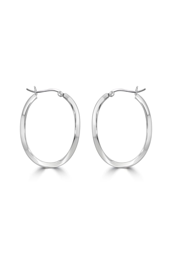925 Pure Silver Sleek Oval Infinity Hoop Earrings