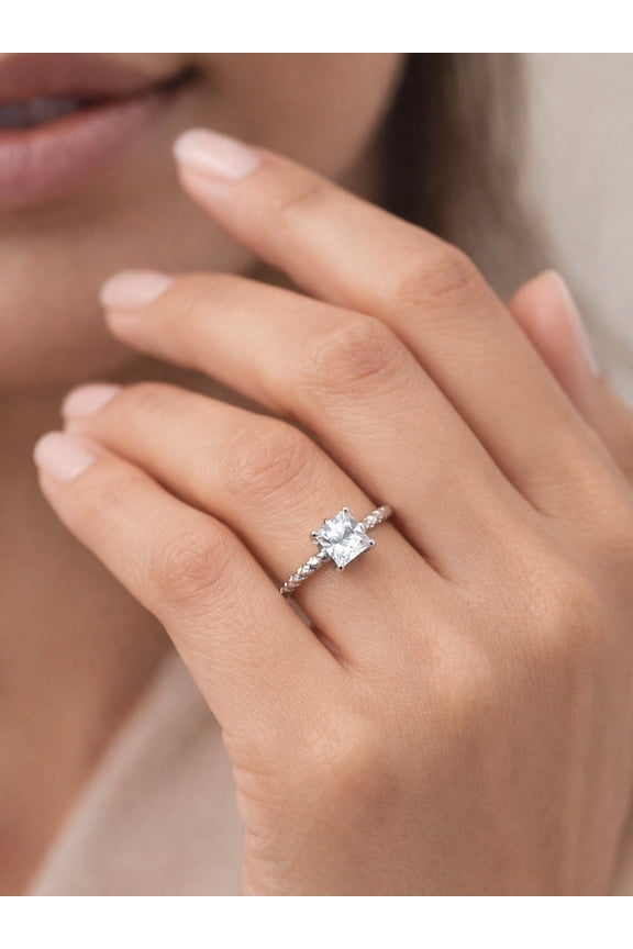 925 Pure Silver The "Prism Textured" Princess Ring