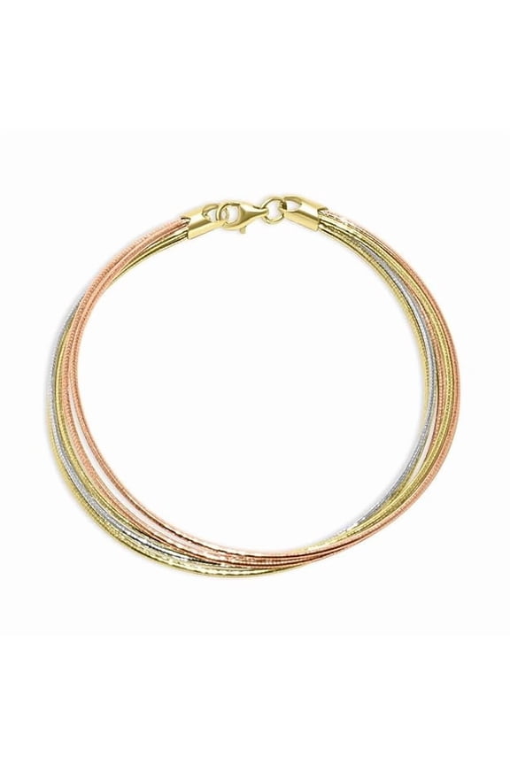 925 Pure Silver Tri-Tone Five-Strand Omega Link Bracelet