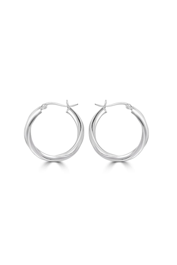 925 Pure Silver Twisted Ribbon Infinity Hoop Earrings