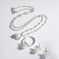 thumbnail image 1 of 925 Pure Sterling Top Silver Pearl Earrings, Necklace, and Ring Set, Refined Freshwater Pearl Jewelry Trio designed for Wedding, Party, and Formal Occasions[o845], 1 of 2