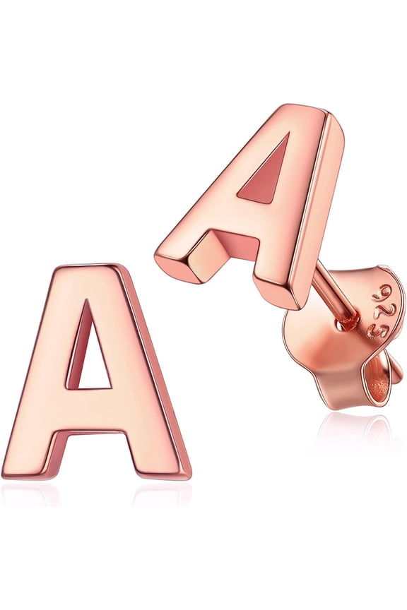 925 Quality Sterling Silver Stud Earrings Simple Initial Letter A-Z Studs for Women hypoallergenic skin-friendly,with Gift Box[b141]