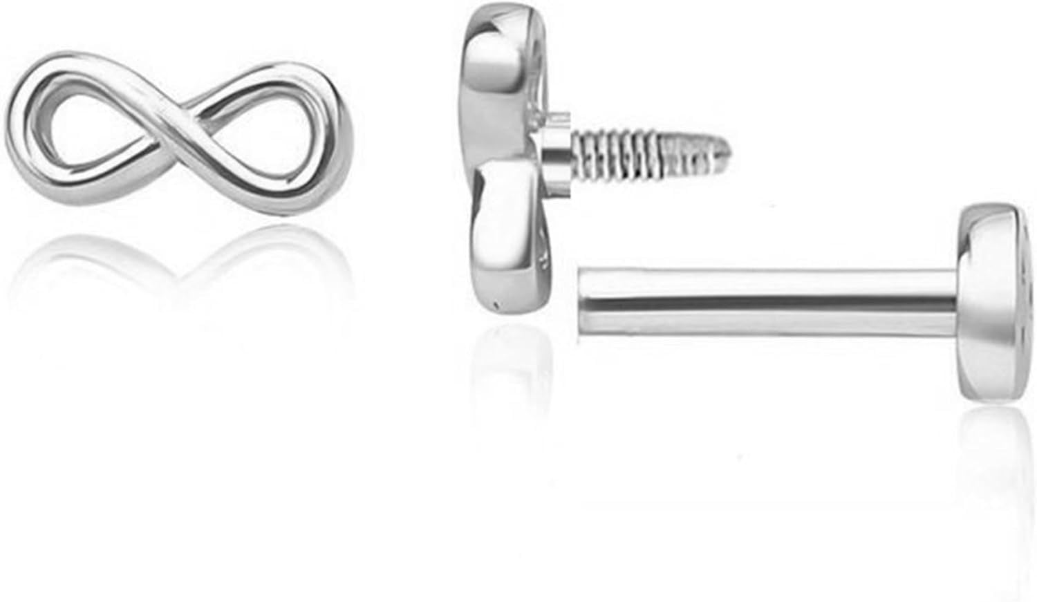 925 Quality Sterling Silver Tragus Helix Piercing Jewelry, Cartilage Earrings for Women, Flat Back Small Diamond CZ Stud Earrings for Sensitive Ears[w409]