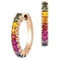 thumbnail image 1 of 925 Rainbow Sapphire Huggie Earrings • Small Hoop Earrings • Perfect Boho Gemstone Earrings •Summer Earrings • Birthday Gift for Her, 1 of 2