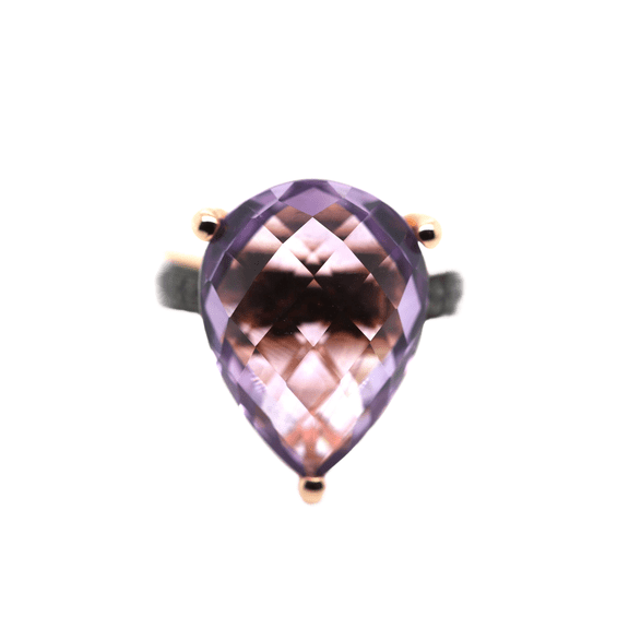 925 Rose Vermeil/ Amethyst/ Black Spinel Ring
