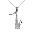 thumbnail image 1 of 925 STERLING SILVER SAXOPHONE PENDANT NECKLACE - Pendant with 18" chain, 1 of 1